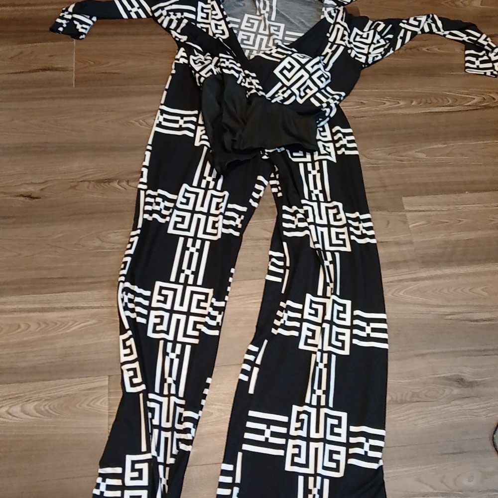 Geometric Black and White Jumpsuit